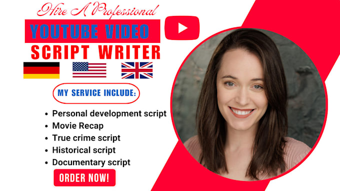 Gig Preview - Research and write youtube video movie script as a scriptwriter scriptwriting