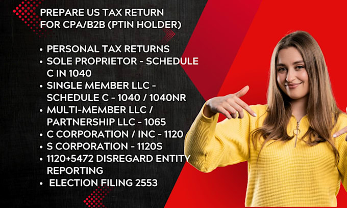 Gig Preview - Prepare form 1040, 1065, 1120,1120s, business return,ptin holder