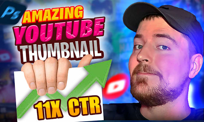 Gig Preview - Design premium clickbait youtube thumbnails for high ctr