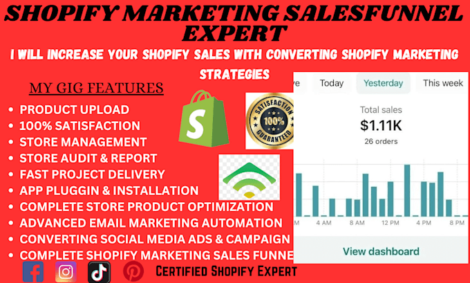 Gig Preview - Boost shopify sales shopify dropshipping marketing shopify promotion ads