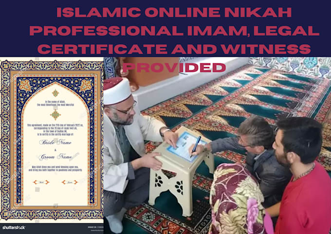 Gig Preview - Islamic online nikah professional imam, legal certificate and witness provided