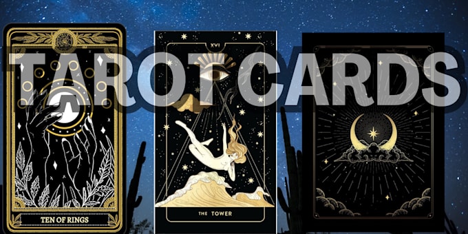 Bestseller - design custom tarot cards illustration oracle  and zodiac cards in dark style