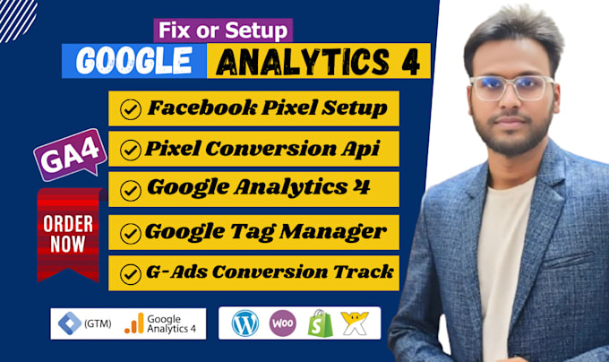 Gig Preview - Setup and troubleshoot facebook pixel conversion api, ga4 and google tag manager