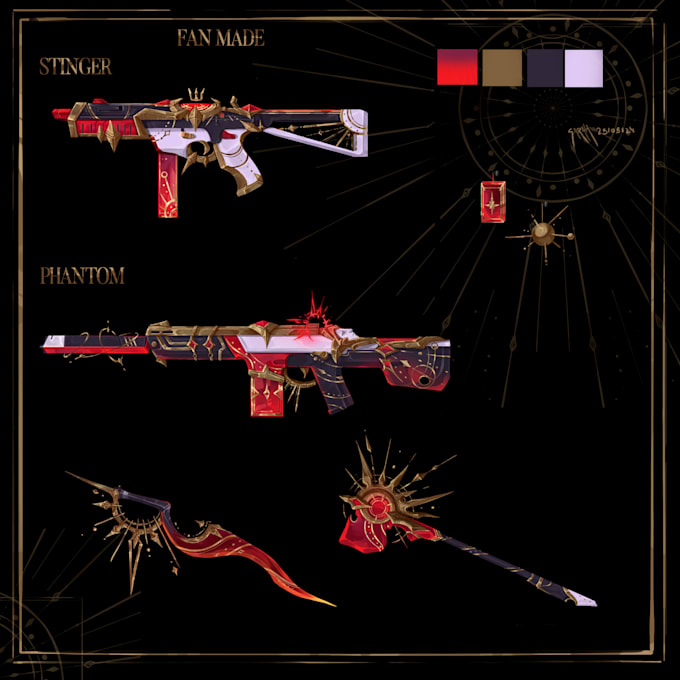 Gig Preview - Design weapon or itens for you, 2d concept