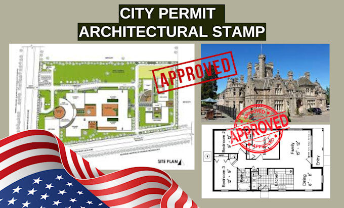 Bestseller - architectural stamp on architectural drawing floor plan for city permit pe stamp