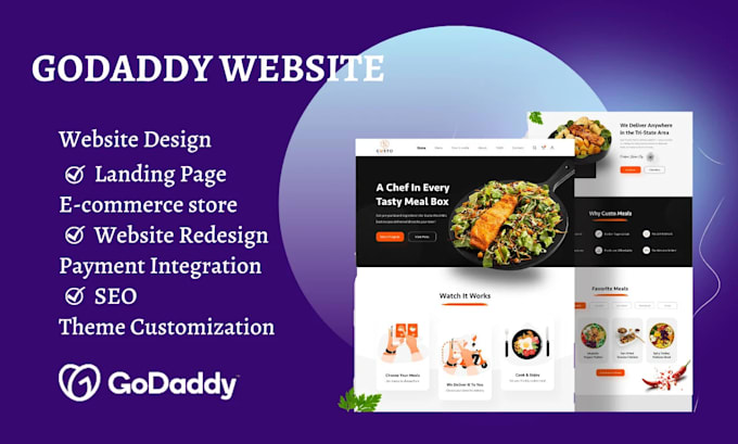 Gig Preview - Design godaddy website redesign godaddy website godaddy ecommerce website design