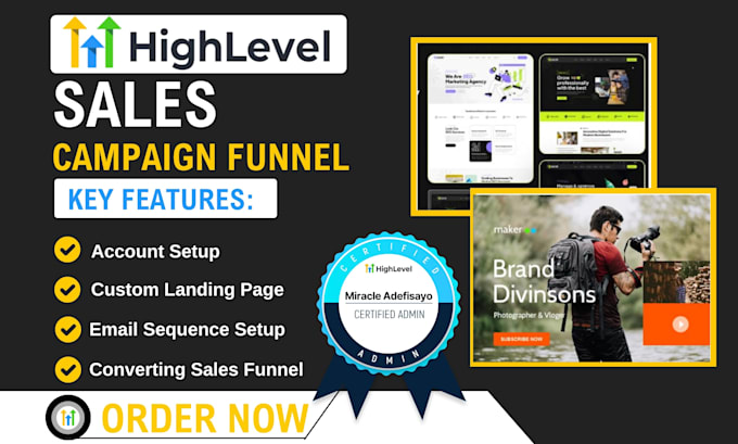 Gig Preview - Setup gohighlevel sales campaign automation funnel ghl real estates