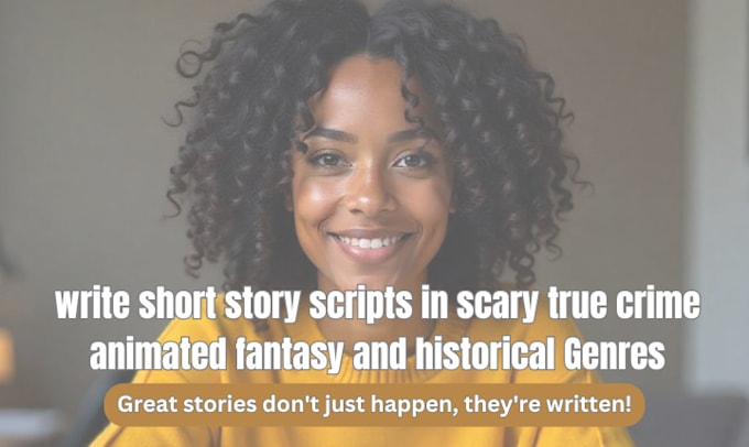 Gig Preview - Write short story scripts in scary true crime animated fantasy and historical