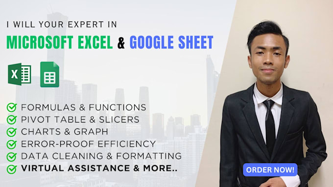 Gig Preview - Be your microsoft excel and google sheet experts