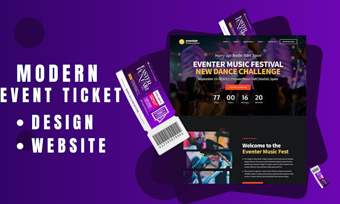 Gig Preview - Design elegant event ticket and a ticketing website