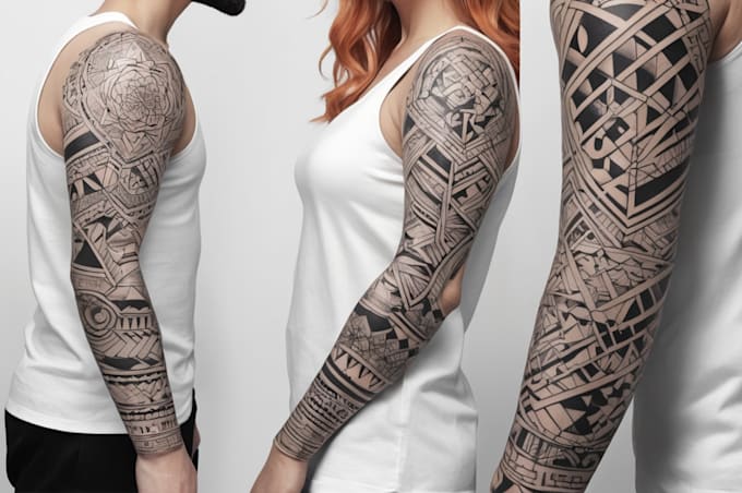 Gig Preview - Create sleeve tattoo design in geometric style