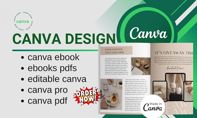 Gig Preview - Format, design canva ebook, ebooks pdfs, editable canva, canva pro, canva pdf