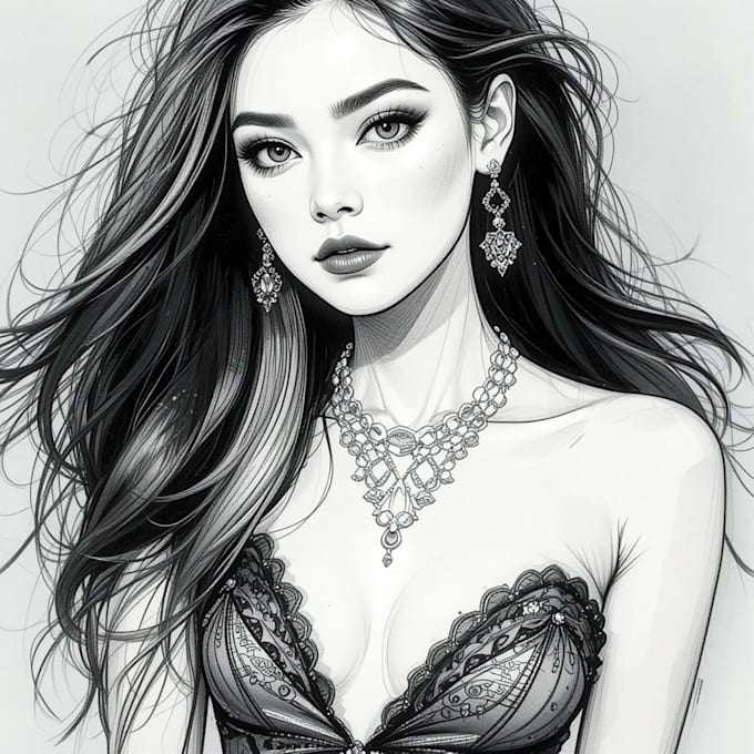 Gig Preview - Draw fashion illustration , sketch , model , artist , digital