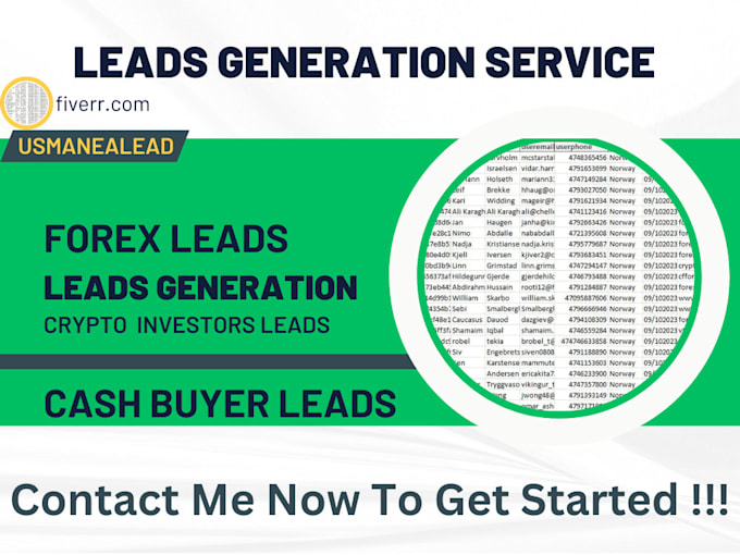 Gig Preview - Give hot forex lead, cash buyer lead, recovery lead, sales lead from any country