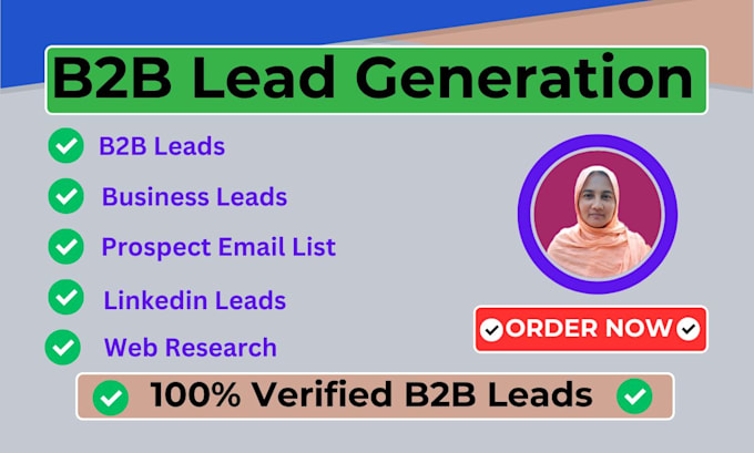 Gig Preview - Do b2b lead generation, prospect list, linkedin lead generation, business leads