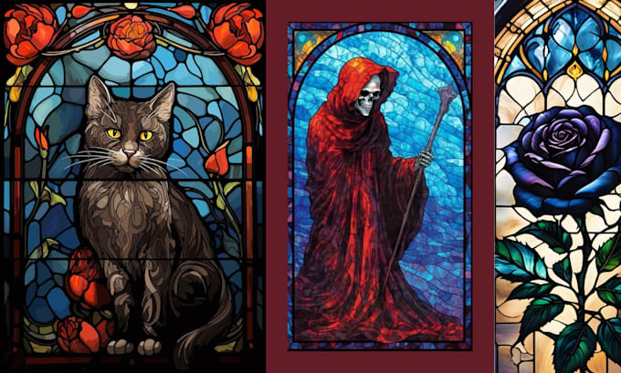 Gig Preview - Draw colored art or mosaic, fantasy art for stained glass art character painting