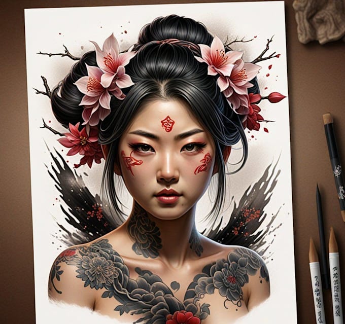 Gig Preview - Create your japanese custom tattoo design and illustration