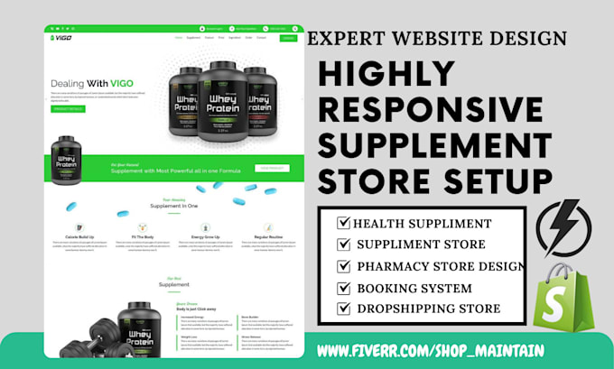 Gig Preview - Design 7 figur health supplement store fitness supplement website pharmacy store