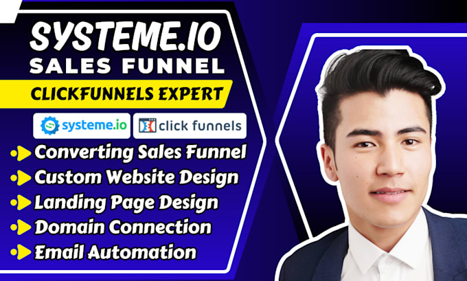 Gig Preview - Design systeme io sales funnel, clickfunnels affiliate marketing landing page