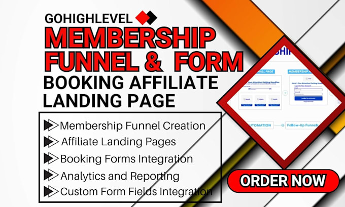 Gig Preview - Build membership funnels forms booking forms affiliate landing page integration