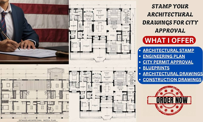 Gig Preview - Stamp your architectural drawings and building plans for city permit approval