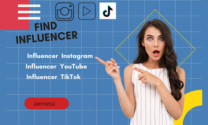 Gig Preview - Research and provide a top influencer list for instagram youtube and tiktok