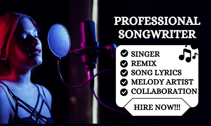 Gig Preview - Be custom songwriter song producer lyrics and melody pop rnb edm on any beat