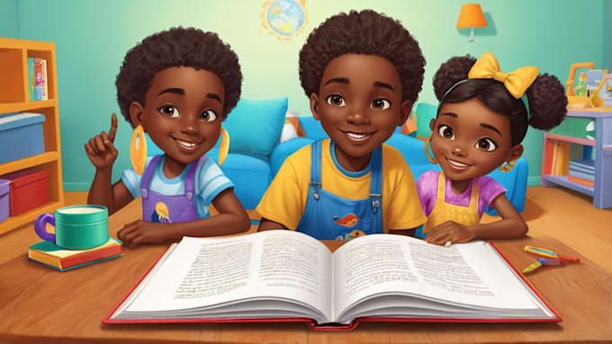 Gig Preview - Design your children book illustration kids storybook african american kdp 3d 2d