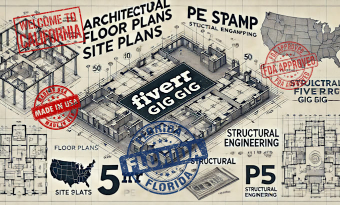 Gig Preview - Draw architectural floor plan, site plan, pe stamp, engineering, structural plan