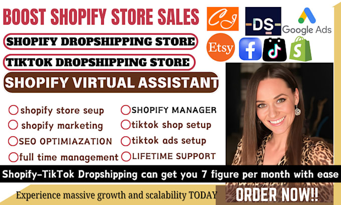 Gig Preview - Boost shopify sales virtual assistant shopify store manager or shopify marketing