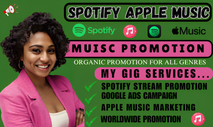 Gig Preview - Do spotify stream app music google ads playstore apple music promotion