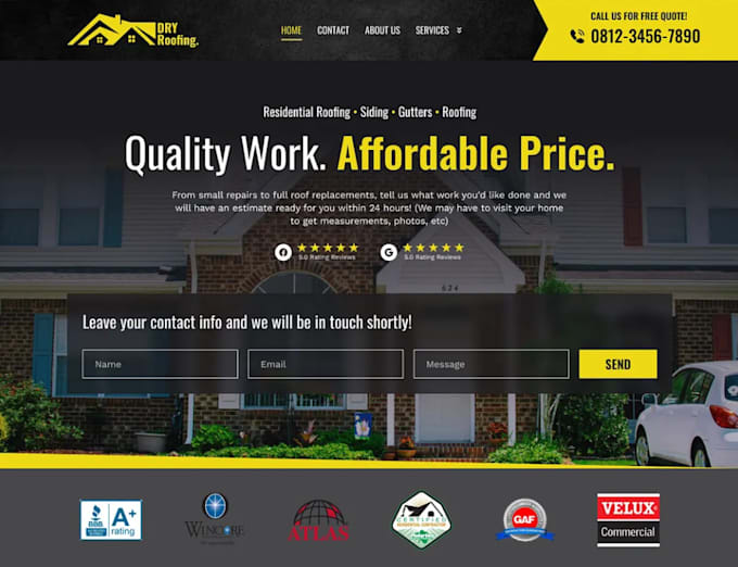 Gig Preview - Design a roofing website for your roofing business