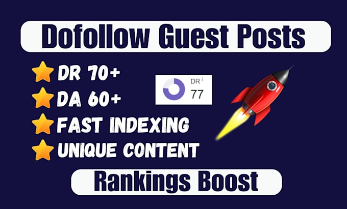 Gig Preview - Do SEO guest posts dofollow backlinks on high da  sites