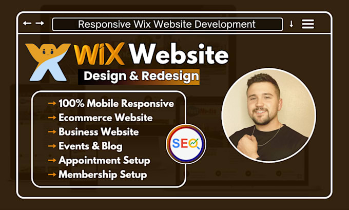 Gig Preview - Do wix website development, wix website design and redesign wix website, wix SEO