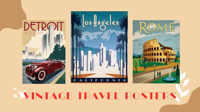 Bestseller - create retro vintage travel poster postcard design