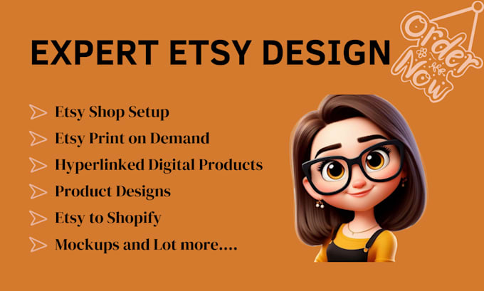 Gig Preview - Setup esty store design hyperlinked digital product planner easy mockup easy VA