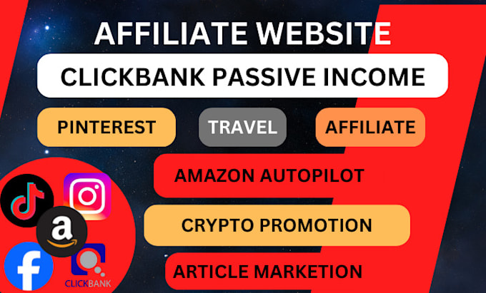 Gig Preview - Design affiliate website clickbank passive income amazon autopilot