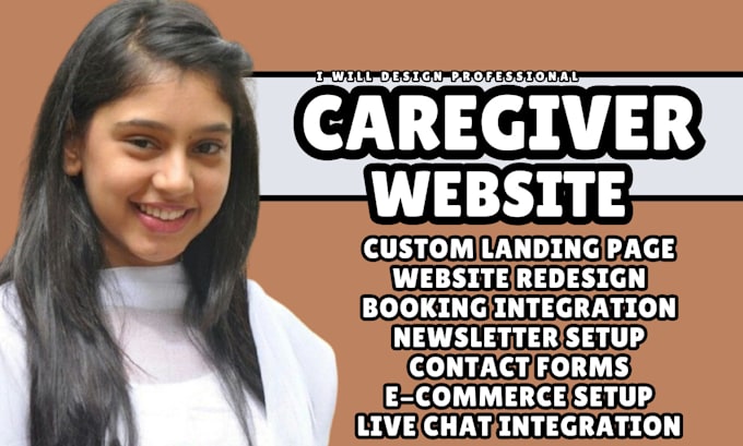 Gig Preview - Caregiver website home giver nursing home website landing page