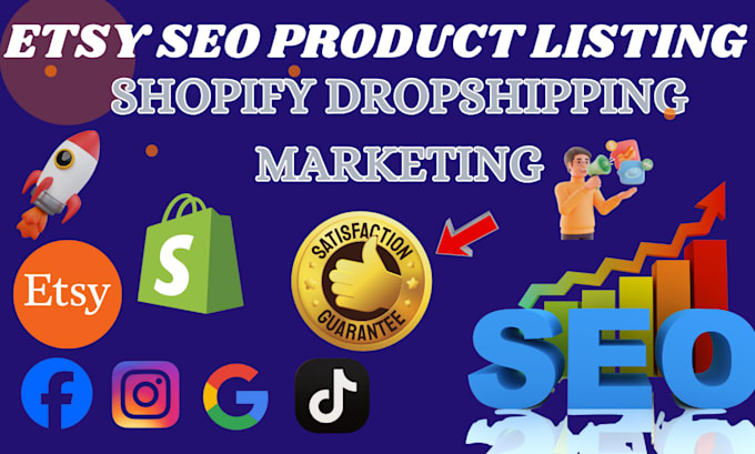 Gig Preview - Do etsy digital product seo listing shop set up promotion dropshipping marketing