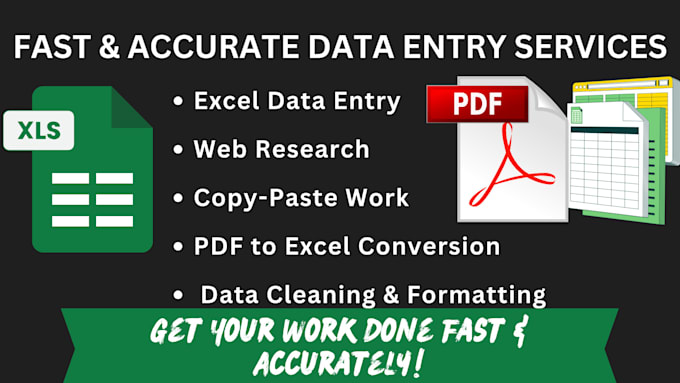 Gig Preview - Excel data entry, copypaste, web research, and data conversion work