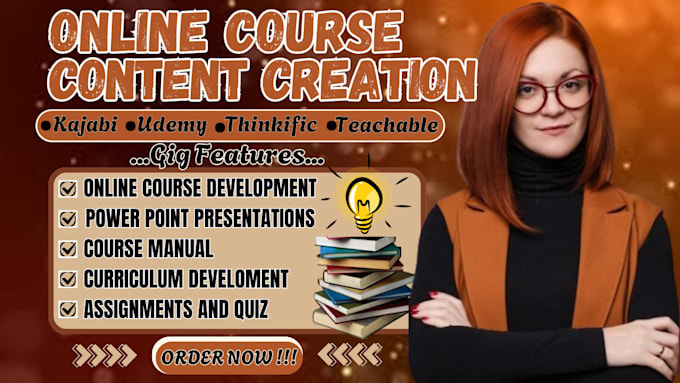 Gig Preview - Create online course content anki lesson plan and ebook course curriculum