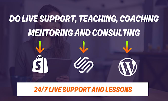 Gig Preview - Do live shopify teaching wordpress squarespace mentoring coaching and consulting