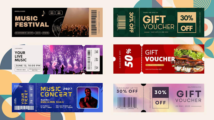 Gig Preview - Design a ticket, voucher, gift card, business card for you