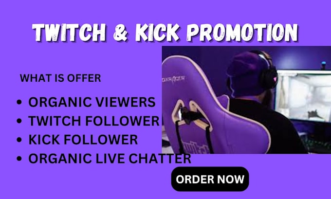 Gig Preview - Create twitch and kick promotion channel, viewers, follower