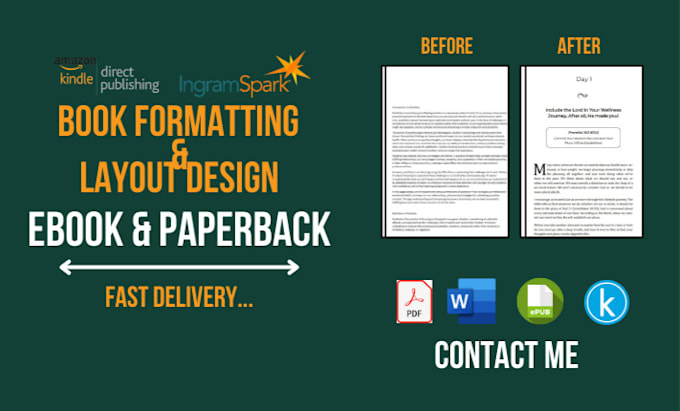 Gig Preview - Do book formatting for amazon kdp, kdp book publishing, kdp book formatting