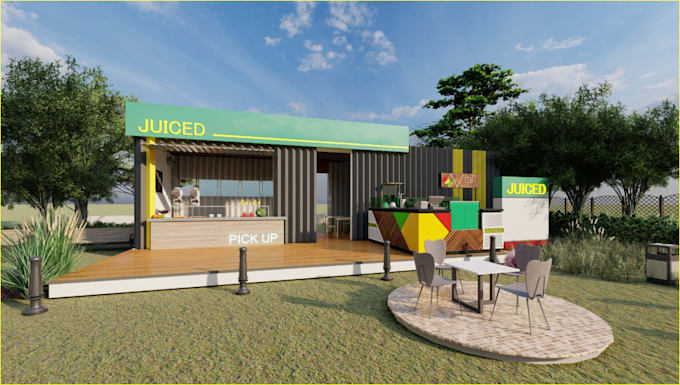 Gig Preview - Render 3d outdoor kitchen, landscape,BBQ seating, pergolas,patio,exterior garden