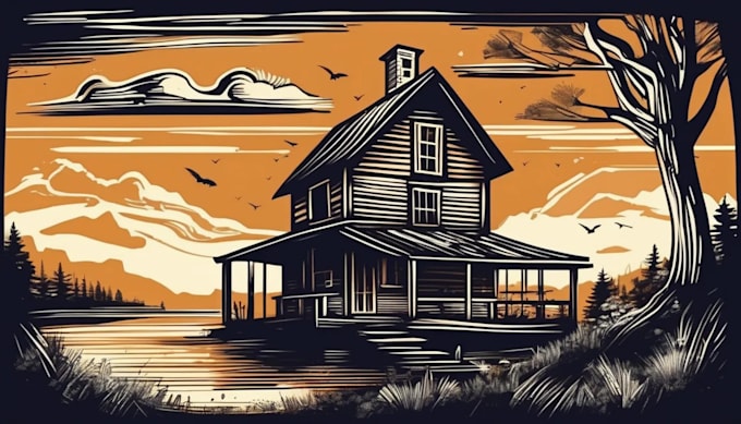 Gig Preview - Draw rustic, linocut, scratchboard retro vector