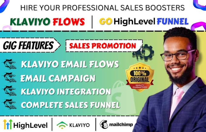 Gig Preview - Klaviyo email marketing flows shopify promotion campaigns gohighlevel automation