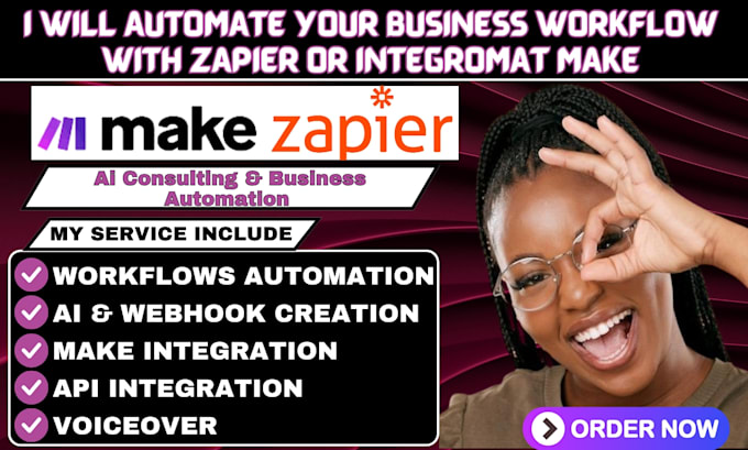 Gig Preview - Make com automation zapier made integromat scenario api integration workflow