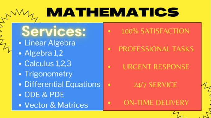 Gig Preview - Help you in mathematics, math assigment expert and math problems